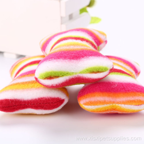 rainbow color bone-shape cat toy plush pet